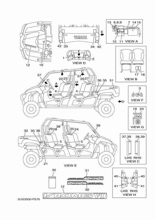 Yamaha 2PG-F1696-11 Label, Caution — shown on the Emblem & Label 1 parts diagram