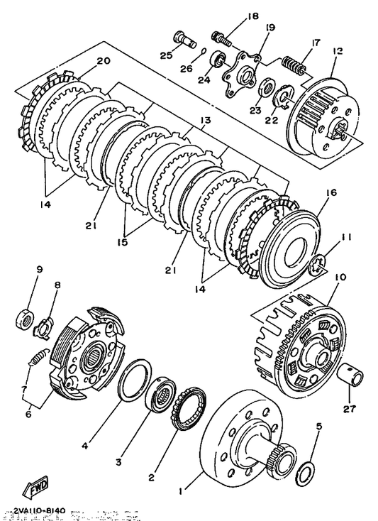 Yamaha 1YW-16358-00 Plate, Push — shown on the Clutch parts diagram