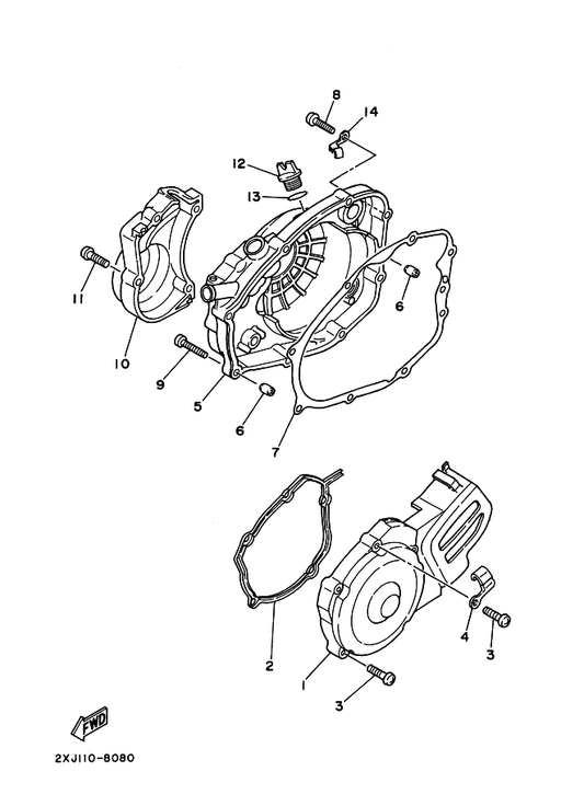 Yamaha 367-13174-00 Holder, Oil Pipe — shown on the Crankcase Cover 1 parts diagram