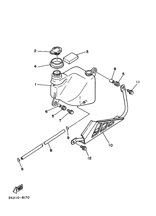 Yamaha 2XJ-21746-00 Damper — shown on the Oil Tank parts diagram