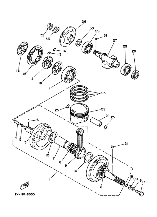 Yamaha 90101-10017 Bolt — shown on the Crankshaft & Piston parts diagram
