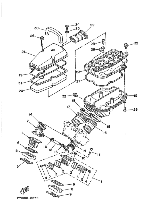 Yamaha 90460-68230 Clamp, Hose — shown on the インテーク parts diagram