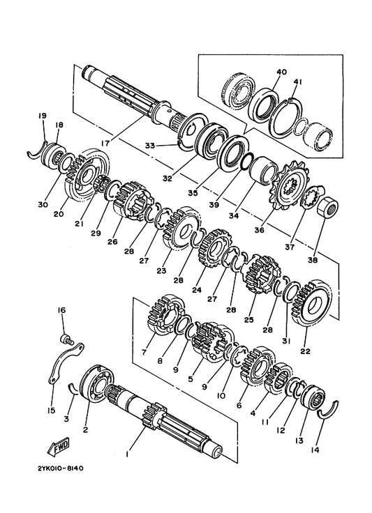 Yamaha 90201-256E4 ワツシヤ, プレート — shown on the トランスミツシヨン parts diagram
