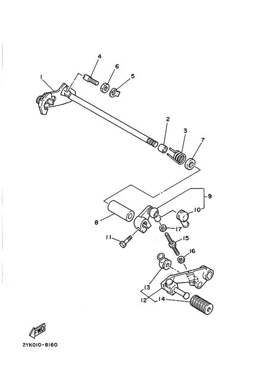 Yamaha 90215-08174 Washer, Lock — shown on the シフトシヤフト parts diagram