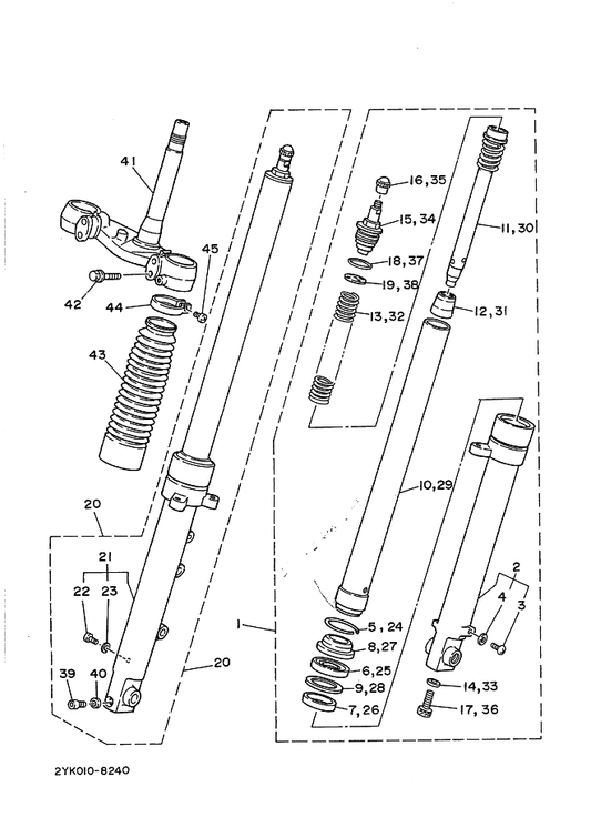Yamaha 2YK-23144-00 . シール, ダスト — shown on the フロントフオーク parts diagram