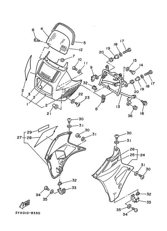 Yamaha 30X-23445-00 Damper — shown on the カウリング 1 parts diagram