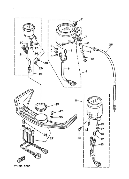 Yamaha 29L-83523-00 . ダンパ — shown on the メータ parts diagram