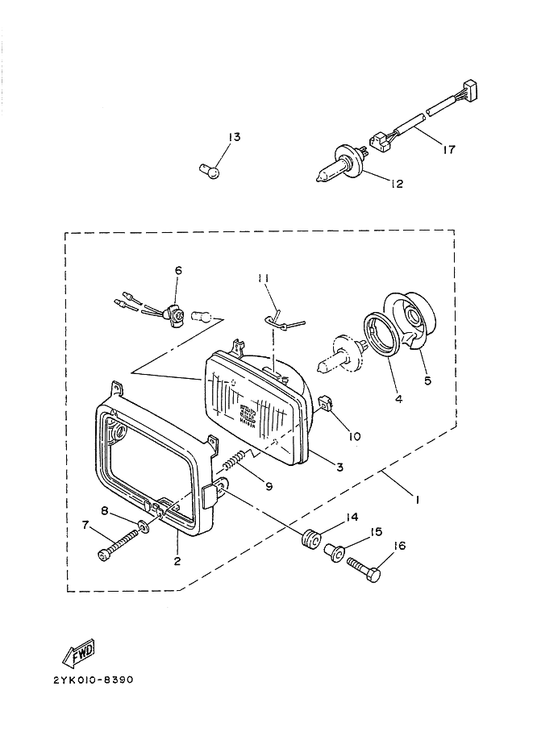 Yamaha 14T-84124-00 . Spring, Set — shown on the ヘツドライト parts diagram