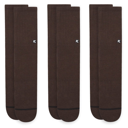 3 Pack Mocha Crew Sock
