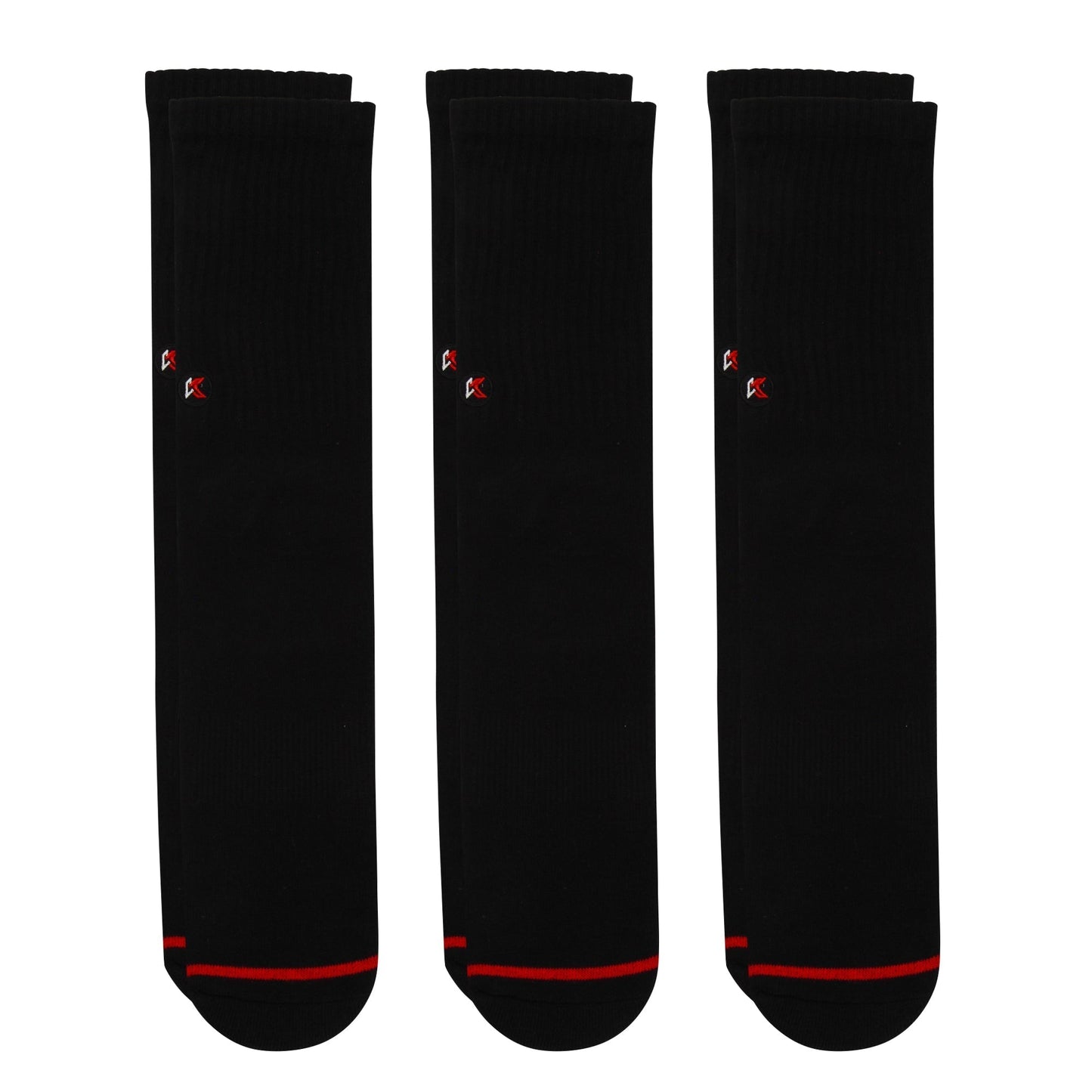 3 Pack Solid Black Crew Sock