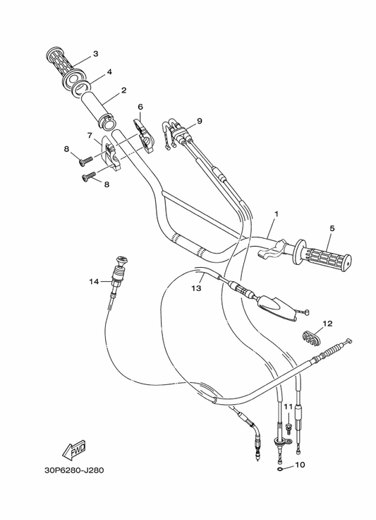 Yamaha 1B2-26331-01 Cable, Starter 1 — shown on the Steering Handle & Cable parts diagram