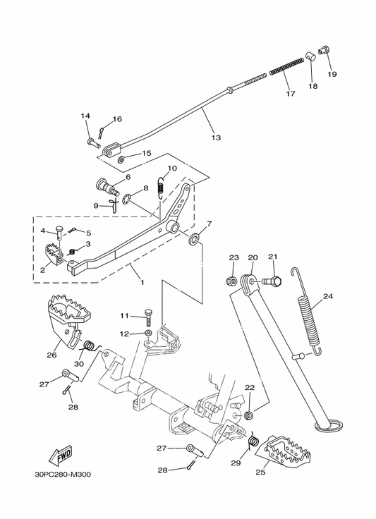 Yamaha 1B2-F7311-10 Stand, Side — shown on the Stand & Footrest parts diagram