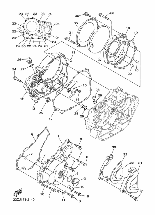 Yamaha 5NL-12564-00 Pipe, Water — shown on the Crankcase Cover 1 parts diagram
