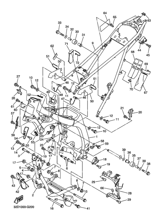 Yamaha 92017-08014 Bolt, Button Head — shown on the Frame parts diagram