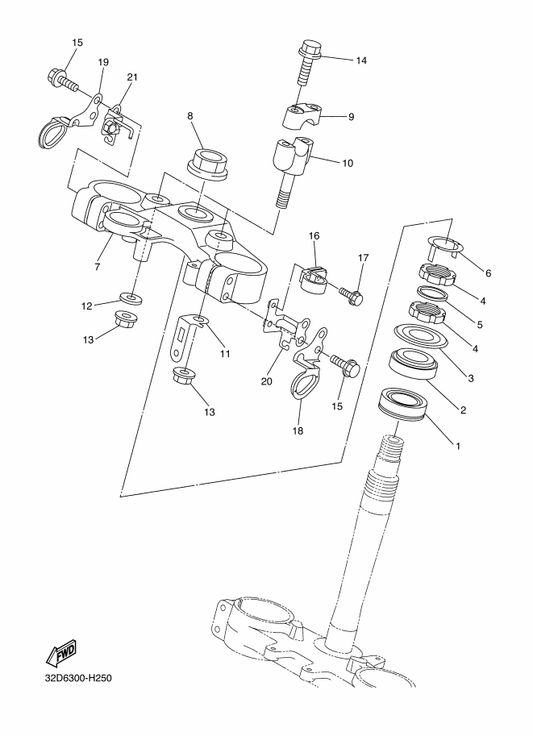 Yamaha 90179-28650 Nut — shown on the Steering parts diagram