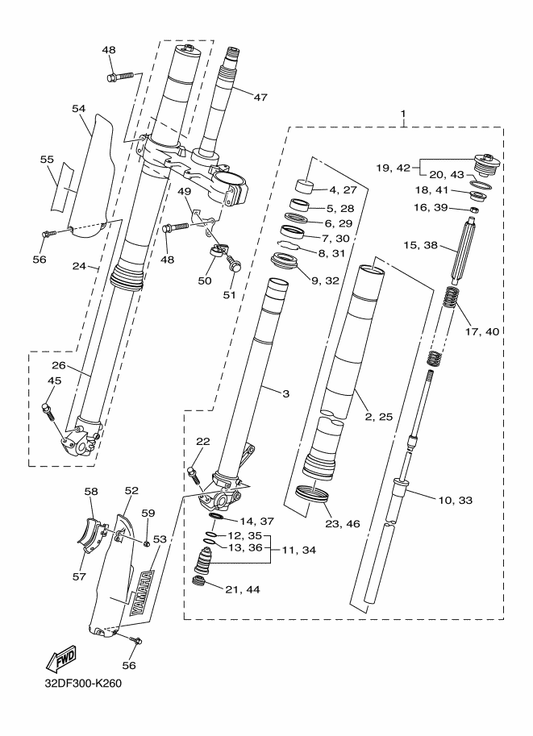 Yamaha 3JD-2312G-L0 . Plug — shown on the Front Fork parts diagram