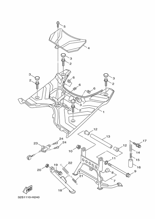 Yamaha 5S9-H2129-00 Cover, Battery — shown on the Stand & Footrest parts diagram