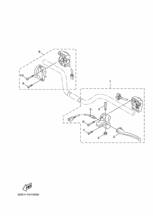 Yamaha 4VP-H3912-10 . Lever 1 — shown on the Handle Switch & Lever parts diagram