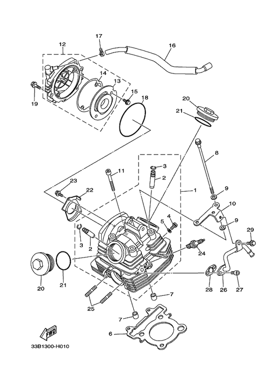 Yamaha 4D3-11190-00 Cover, Cylinder Head 1 — shown on the Cylinder Head parts diagram