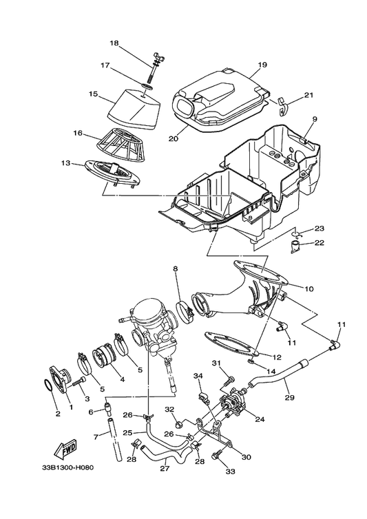 Yamaha 2XJ-14477-00 Plate — shown on the Intake parts diagram