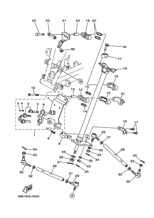 Yamaha 4D3-23831-00 Rod, Tie — shown on the Steering parts diagram