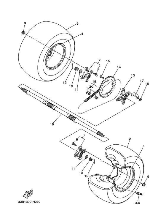 Yamaha 9Y581-87091 Chain — shown on the Rear Wheel parts diagram