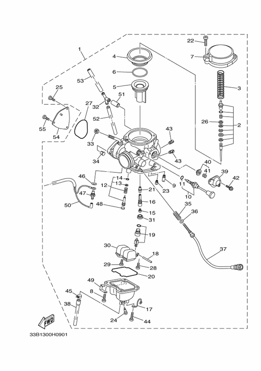 Yamaha 4D3-1490H-00 . Diaphragm Set 5 — shown on the Carburetor parts diagram