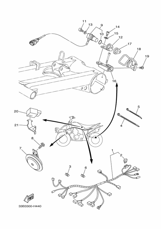 Yamaha 33B-H6014-00 Bracket, Sensor Support 1 — shown on the Electrical 2 parts diagram