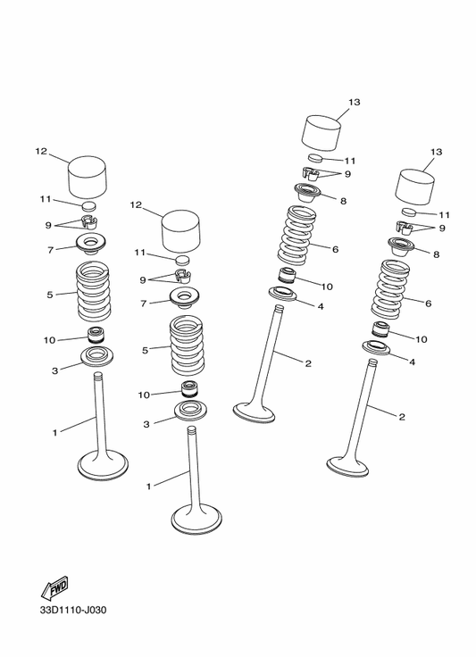 Yamaha 1SL-12121-00 Valve, Exhaust — shown on the Valve parts diagram