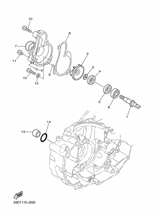 Yamaha 5GR-12458-00 Shaft, Impeller — shown on the Water Pump parts diagram