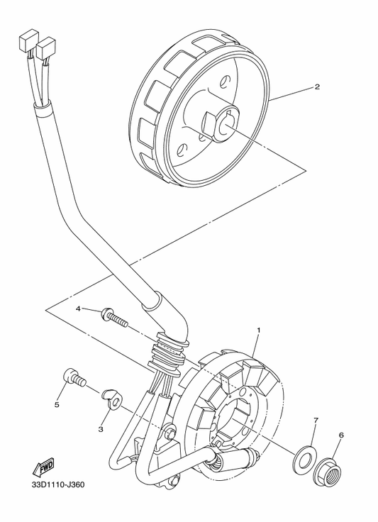 Yamaha 33D-81450-00 Rotor Assy — shown on the Generator parts diagram