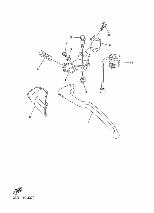 Yamaha 33D-83976-01 Switch, Handle 1 — shown on the Handle Switch & Lever parts diagram