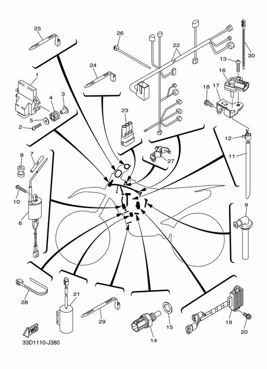 Yamaha 33D-82388-00 Plate — shown on the Electrical 1 parts diagram