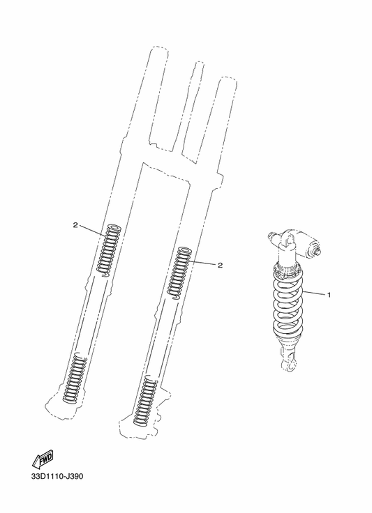 Yamaha 33D-22212-B0 Spring (K=52N/Mm) — shown on the Alternate For Chassis parts diagram