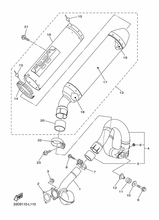 Yamaha 90267-48084 . Rivet, Blind — shown on the Exhaust parts diagram