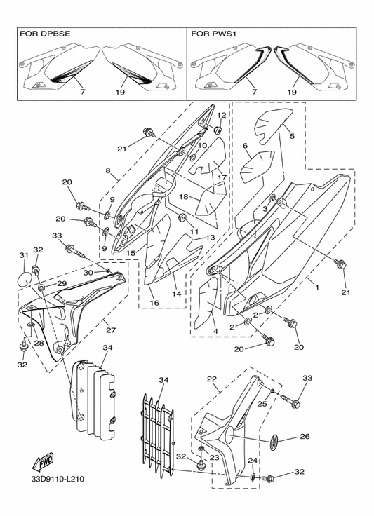 Yamaha 33D-21740-51 Side Cover Assy 4 — shown on the Side Cover parts diagram