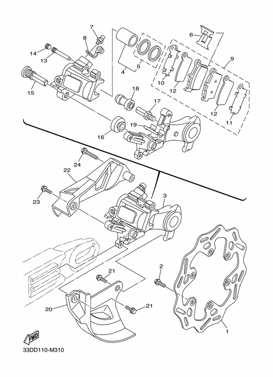 Yamaha B11-2582W-00 Disk, Rear Brake 2 — shown on the Rear Brake Caliper parts diagram