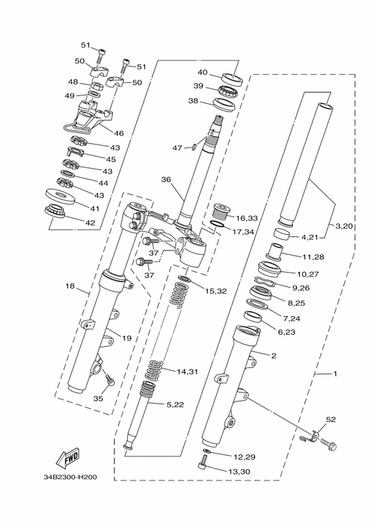 Yamaha 4H7-23441-10 Holder, Handle Upper — shown on the Steering parts diagram