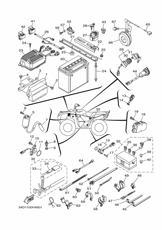Yamaha 90464-16039 638 Clamp — shown on the Electrical 1 parts diagram