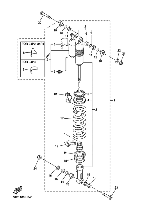 Yamaha 1C3-22565-00 . Spring Seat — shown on the Rear Suspension parts diagram
