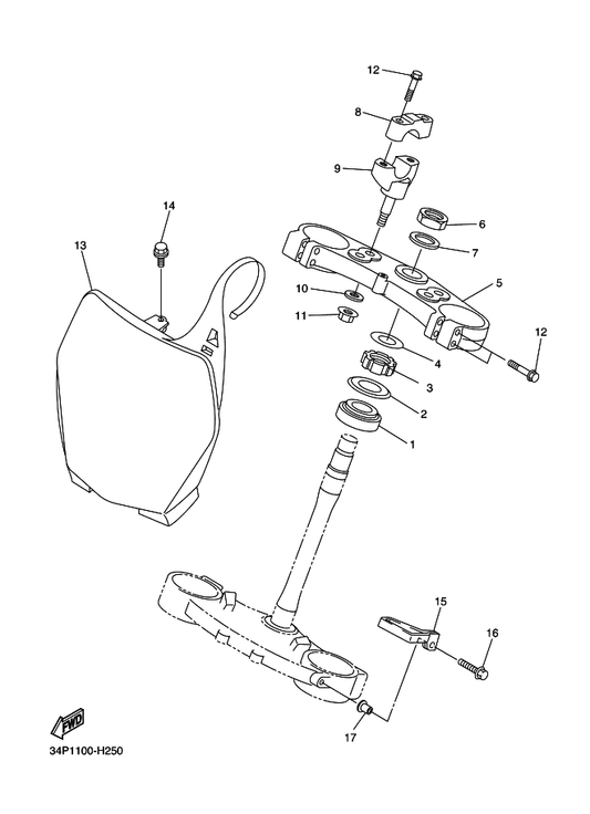 Yamaha 90119-06151 Bolt, With Washer — shown on the Steering parts diagram
