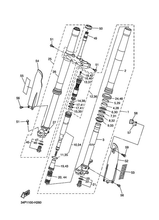 Yamaha 2S2-23141-L1 . Spring, Front Fork(K=4.6N/Mm) — shown on the Front Fork parts diagram