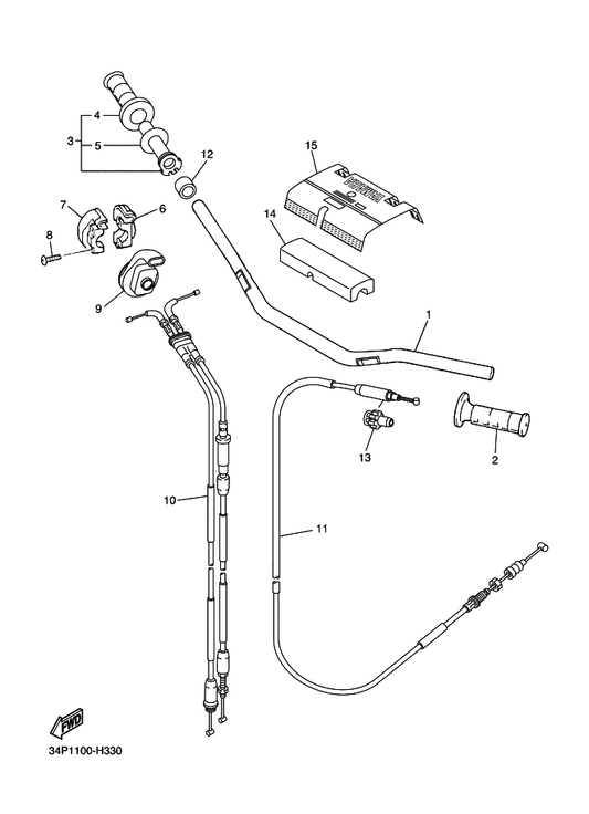Yamaha 34P-26335-00 Cable, Clutch — shown on the Steering Handle & Cable parts diagram