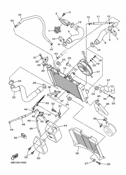 Yamaha 3P6-21875-00 Cap — shown on the Radiator & Hose parts diagram