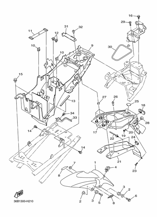 Yamaha 20S-21677-00 Plate,Fitting 3 — shown on the Fender parts diagram