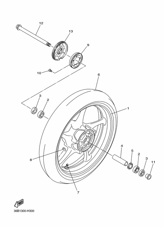 Yamaha 36B-W2517-10-P1 Housing, Sensor Fr Assy — shown on the Front Wheel parts diagram