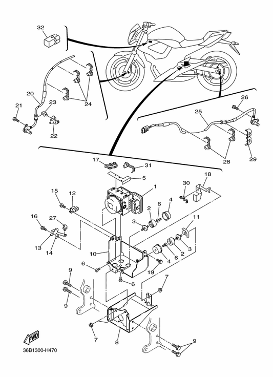 Yamaha 4P5-23317-00 Holder, Cable — shown on the Electrical 3 parts diagram