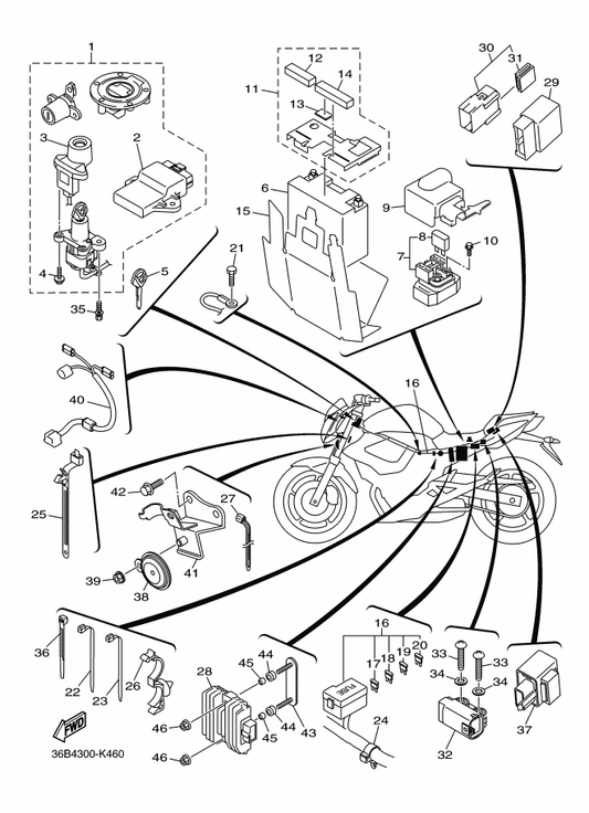 Yamaha 36B-8591A-00 . Engine Control Unit Assy — shown on the Electrical 2 parts diagram
