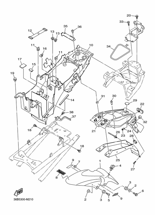 Yamaha 20S-2115J-01 Bracket, Helmet Hanger — shown on the Fender parts diagram