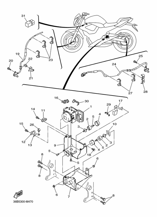 Yamaha 36B-85930-19 Hydraulic Unit Assy — shown on the Electrical 3 parts diagram